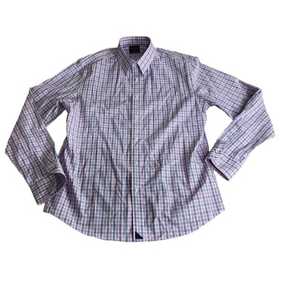 UNTUCKit Men’s Button Up Shirt Sz M Blue Red Plaid Long-Sleeve Wrinkle Free - Picture 4 of 6